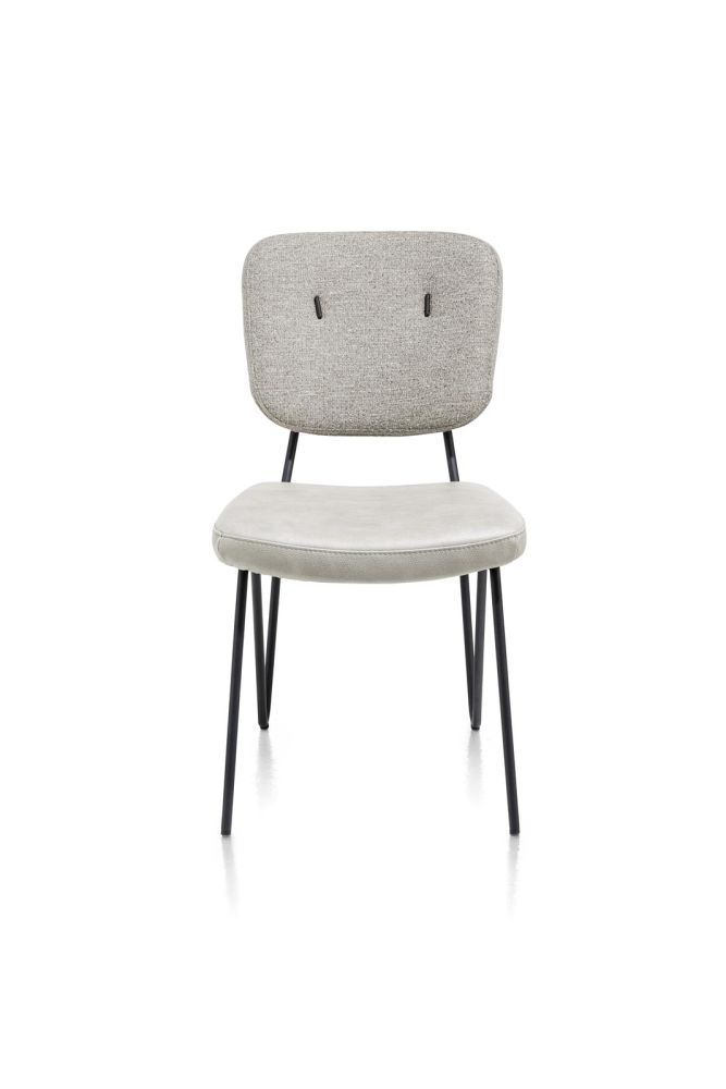 June, Eetkamerstoel - Frame Off Black + Pocketvering - Combi Stof Pala (Zit) En Stof Cleo (Rug) - Taupe