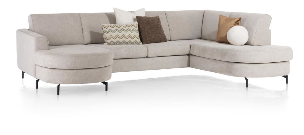 Alcona, Longchair Inclusief 3-Zits + Ottomane Rechts - Vada - Beige