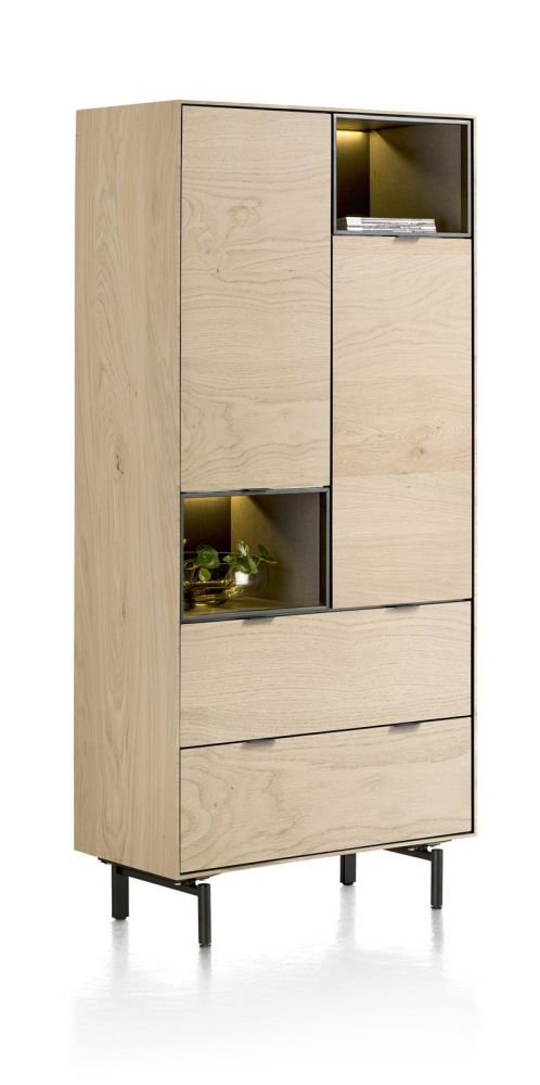 Elements, Bergkast 90 Cm. - 2-Deuren + 2-Laden + 2-Niches + Led Incl. Metalen Poten