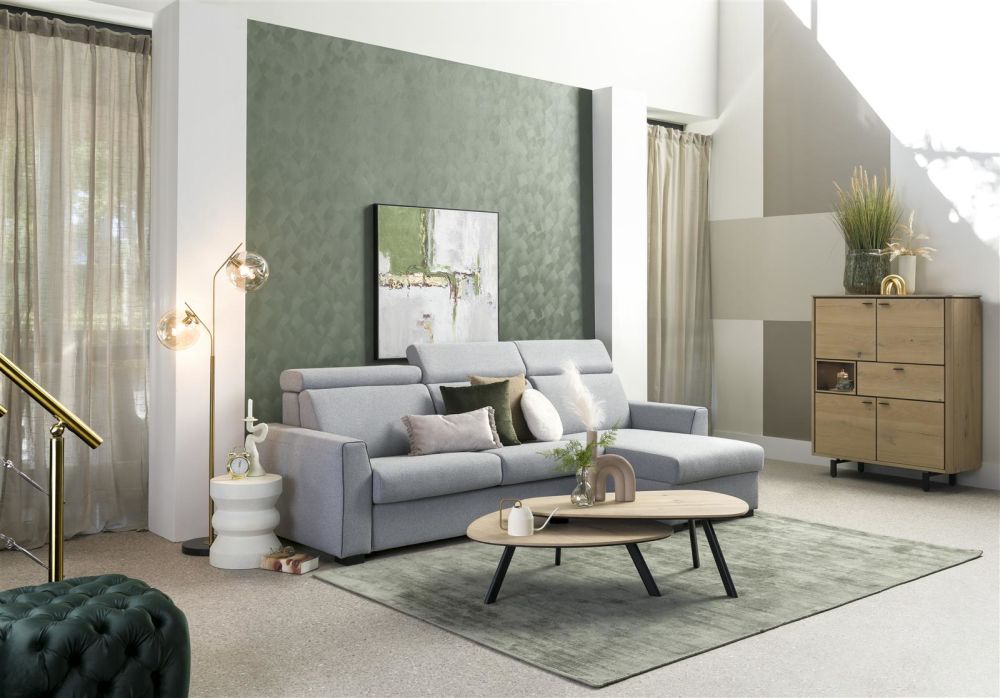 Vosges, 2.5-Zits + Longchair Rechts - Slaapbank 140 Cm - Stof Ponti