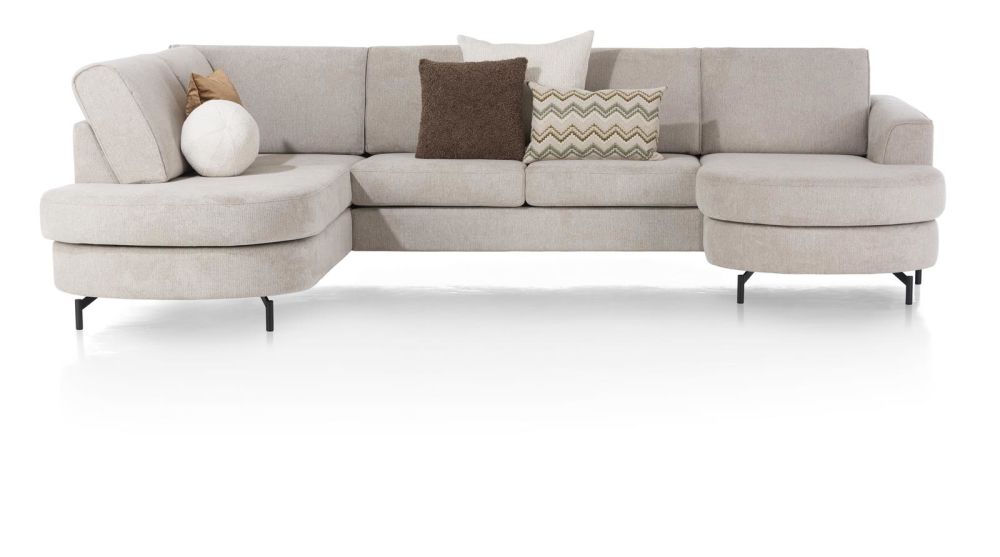 Alcona, Longchair Inclusief 3-Zits + Ottomane Links - Vada - Beige