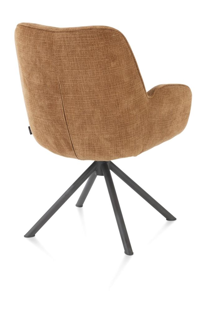 Riley, Armstoel 4-Poots Grafiet Frame - Draaibaar + Pocket - Stof Cadiz - Koper
