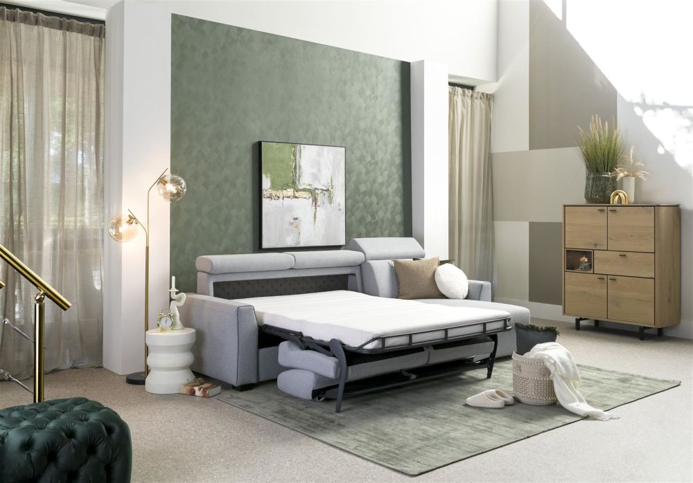 Vosges, 2.5-Zits + Longchair Rechts - Slaapbank 140 Cm - Stof Ponti