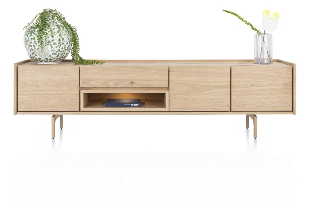 Valgard, Lowboard 220 Cm - 3-Deuren + 1-Lade + 1-Niche (+ LED)
