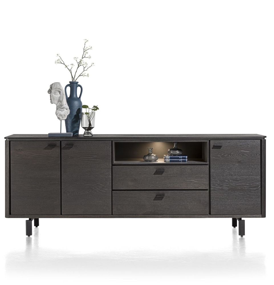 Livada, Dressoir 210 Cm - 3-Deuren + 2-Laden + 1-Niche - Onyx
