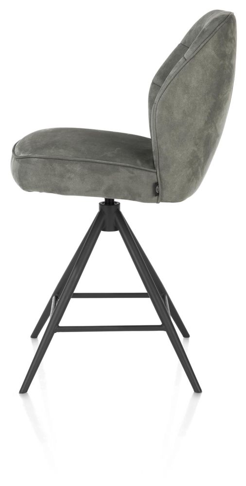 Bell, Barstoel - Graphiet Frame - Draaibaar - Pocket - Stof Calabria - Olijf
