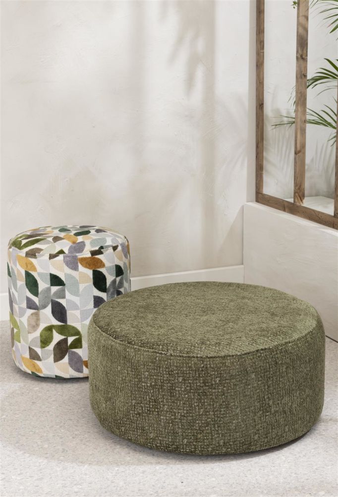 Beautiq - Chic Poef - Rond 80 Cm - Olijf