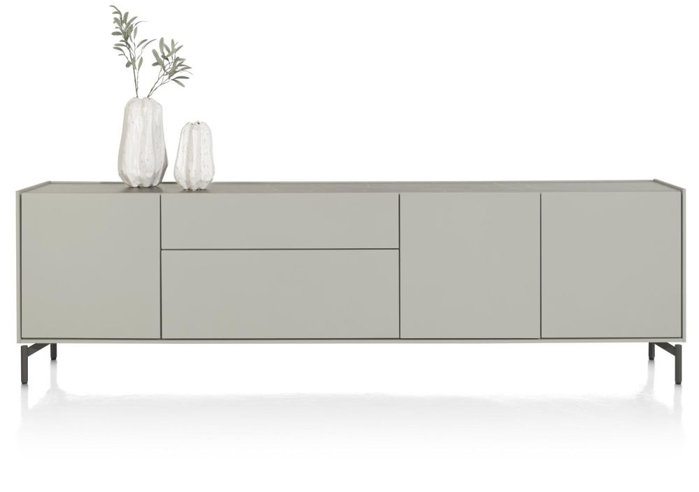Noon, Dressoir 240 Cm - 3-Deuren + 2-Laden - Bovenblad In HPL Light Grey