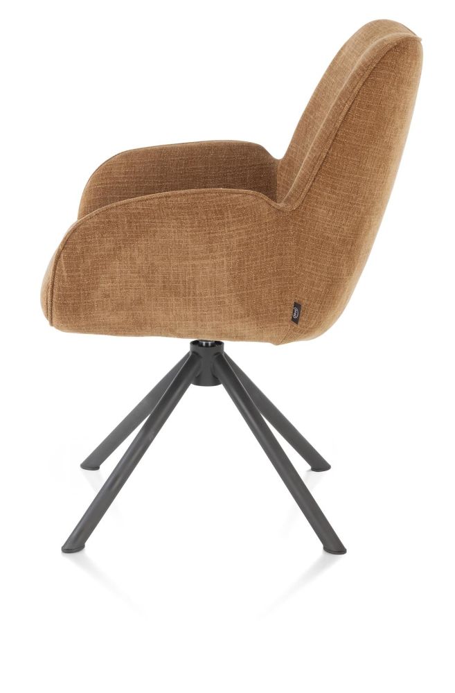 Riley, Armstoel 4-Poots Grafiet Frame - Draaibaar + Pocket - Stof Cadiz - Koper