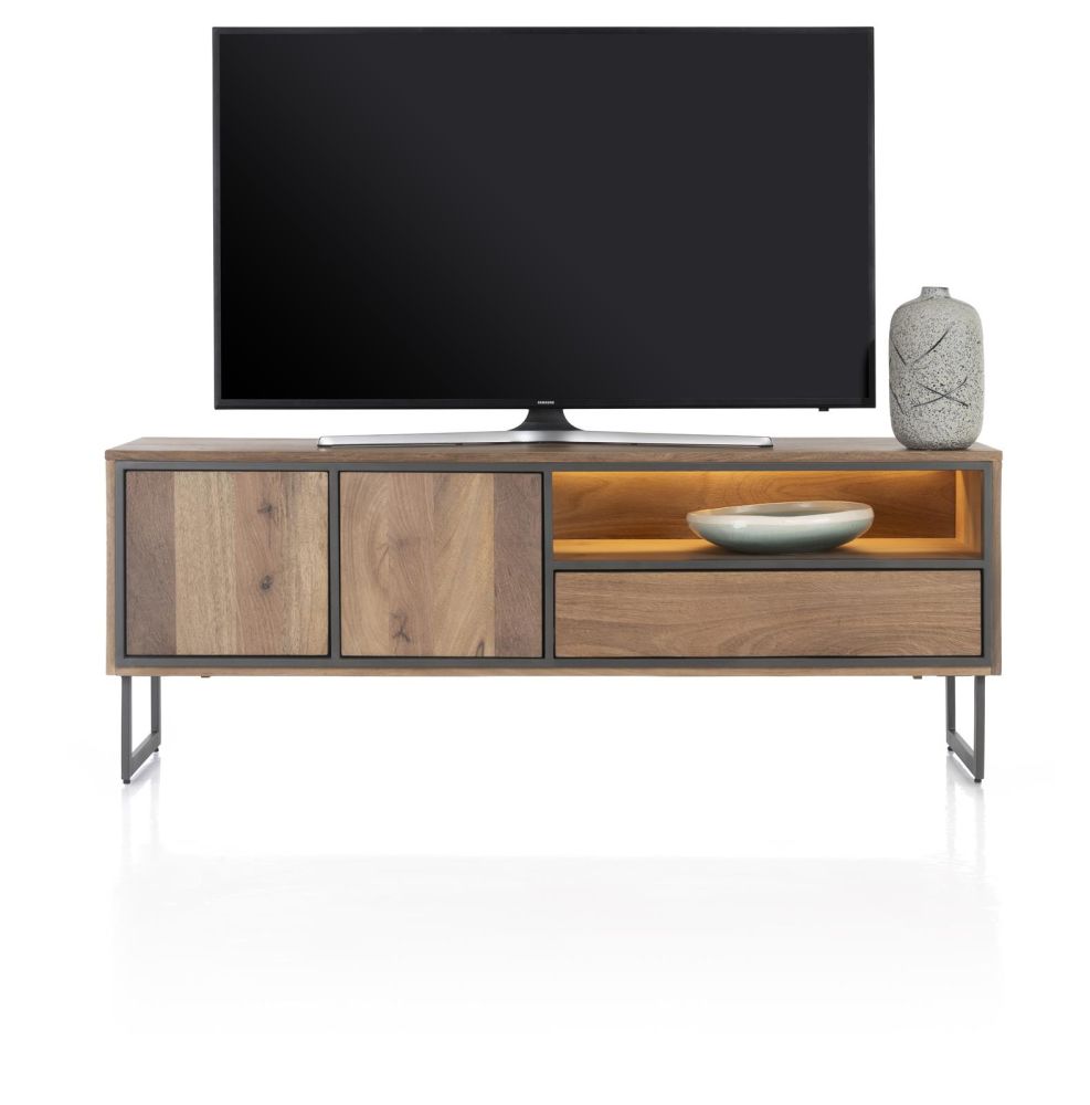 Trapani, Lowboard 160 Cm - 2-Deuren + 1-Lade + 1-Niche (+ LED)