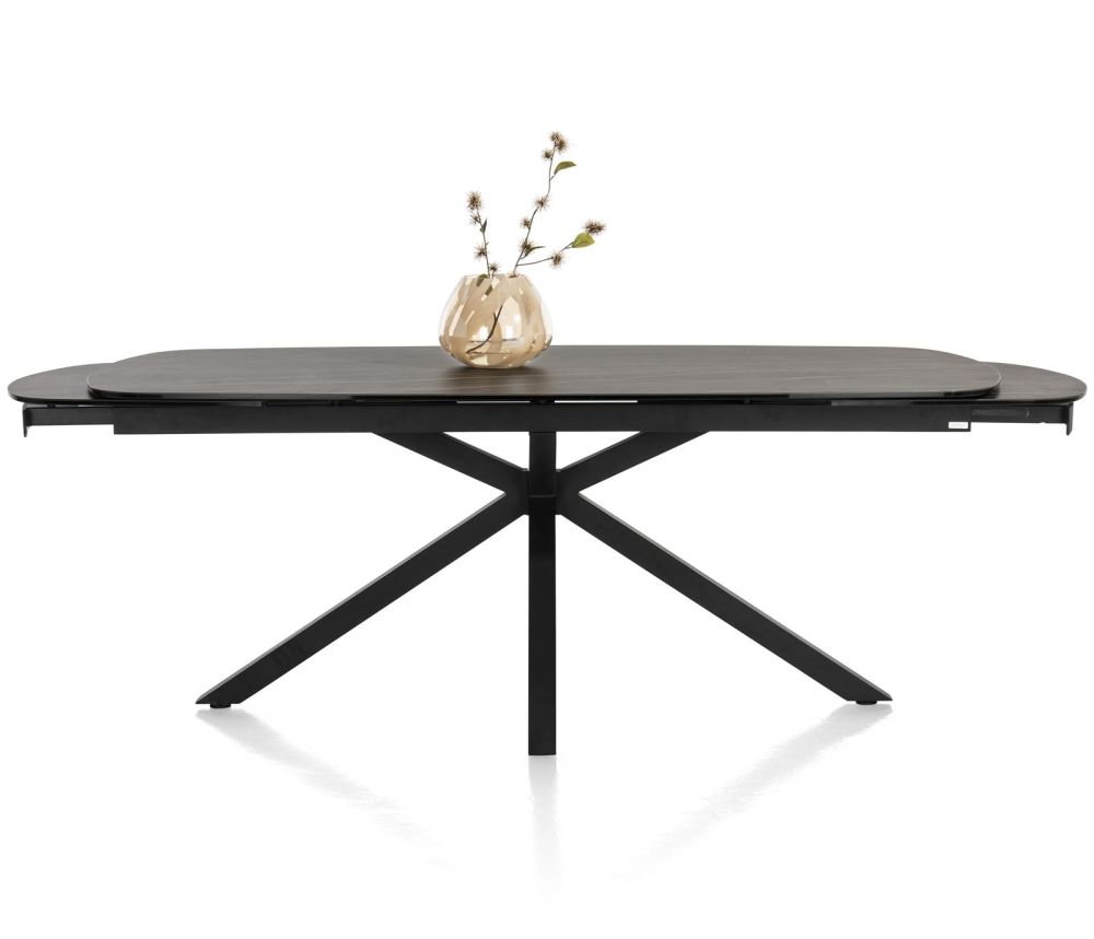 Montello, Uitschuiftafel 200 X 100 Cm. (+ 2 X 50) - Centrale Poot - Keramiek Blad - Zwart
