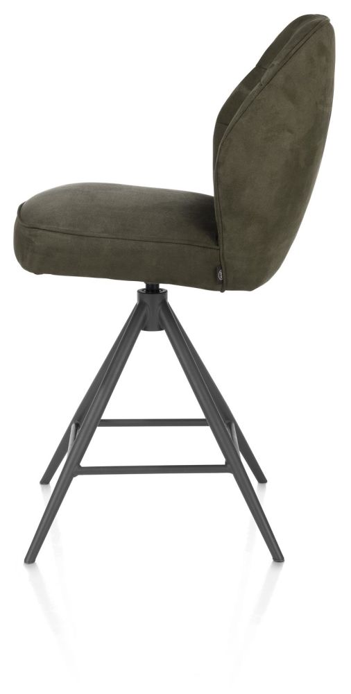 Bell, Barstoel - Graphiet Frame - Draaibaar - Pocket - Stof Calabria - Mosgroen
