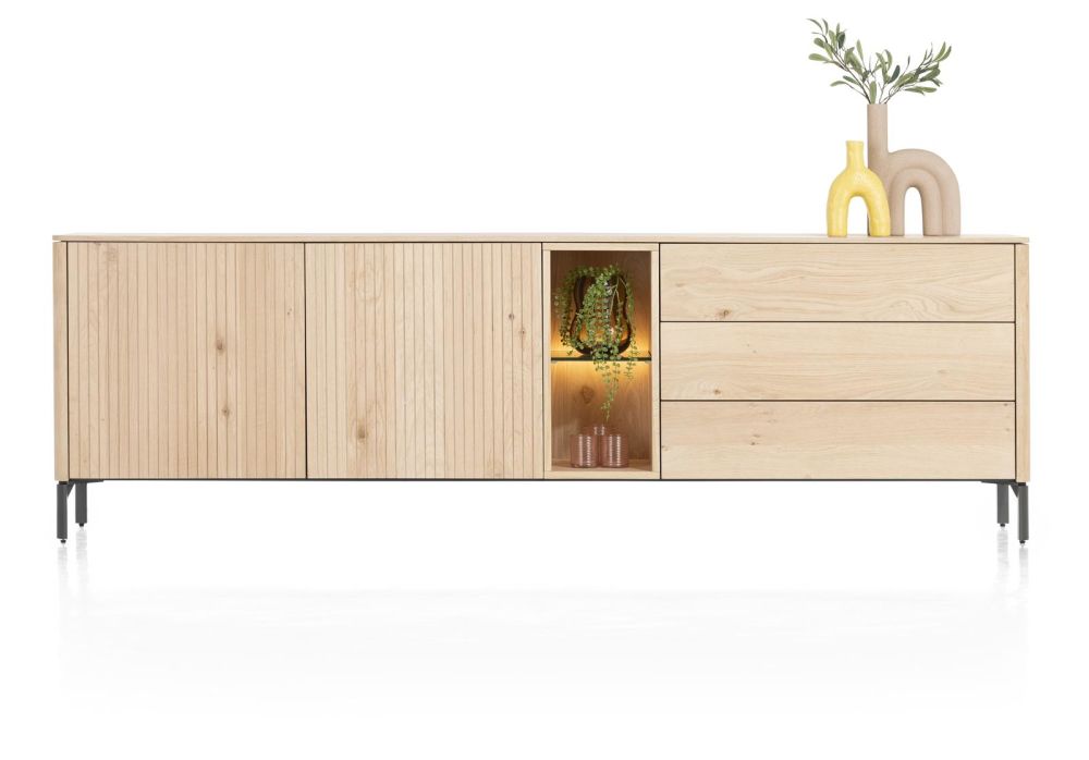 Trenton, Dressoir 240 Cm - 2-Deuren + 3-Laden + 2-Niches - Natural