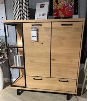 BUFFET HAUT 125 cm - 2-portes + 1-tiroir + 3-niches (+ LED)