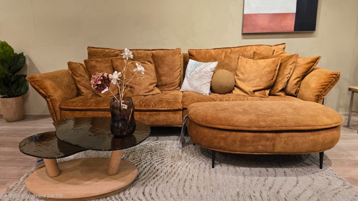 Canapé 4 places + Pouf