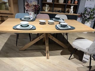 TABLE DE REPAS 200 x 100 cm + PIED CENTRAL BOIS NATUREL