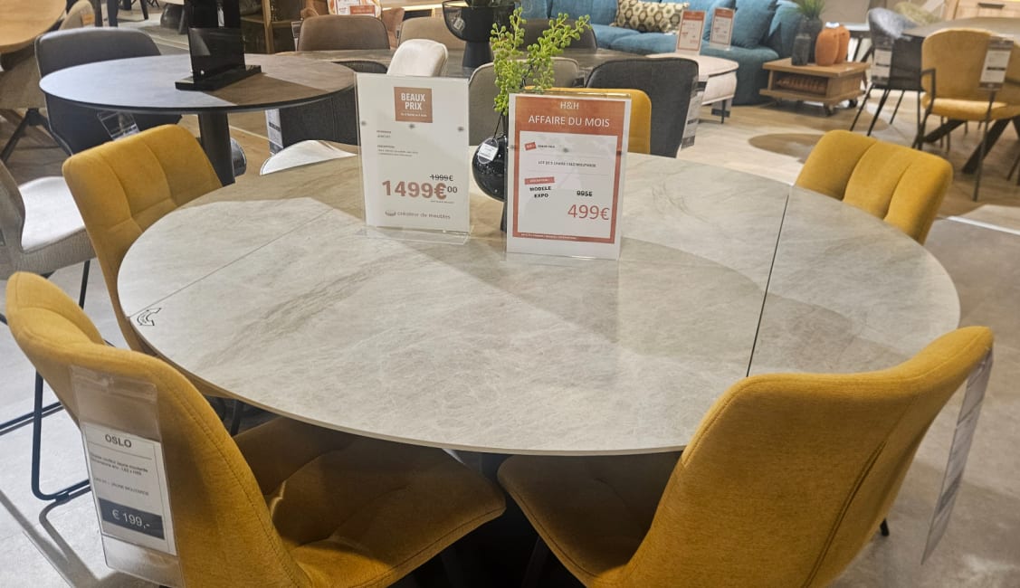 TABLE de repas à rallonge 90 (+ 2 x 30 cm) x 150 cm