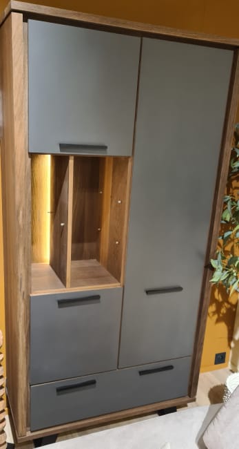 Armoire 100 cm - 3-portes + 1-tiroir + 5-niches (+ LED)