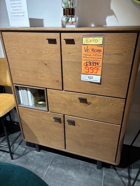 Buffet haut 115 cm, 4 portes +1 tiroir+ 1 niche éclairée