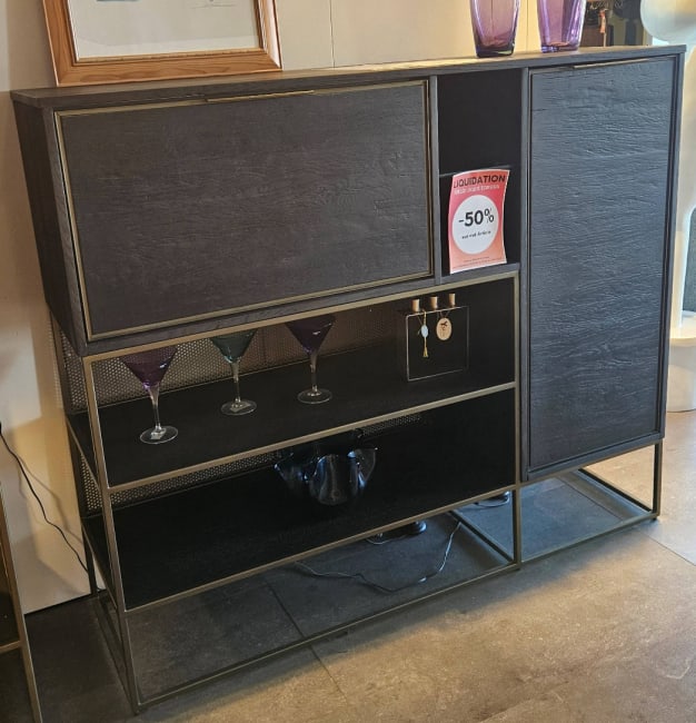 Dressette 140 cm - 1-porte + 1-porte rabattante + 4-niches + LED spots (+ LED)