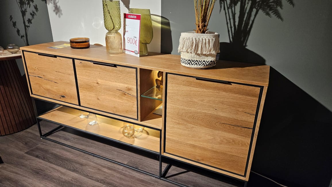 Buffet 190 cm - 3 portes + 3 niches + éclairage led spots