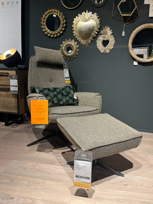 Fauteuil incl.relax-function + pouf + appuie tête