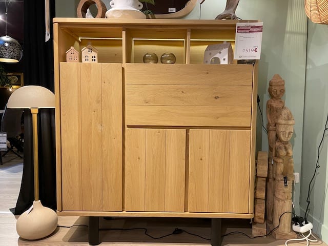 ARMOIRE 125CM 3 PORTES+1 PORTE RABATTANTE+3 NICHES