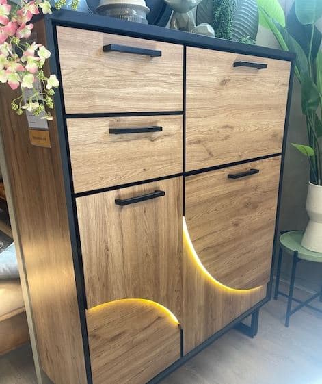 Buffet haut 120 cm - 2-portes + 2-tiroirs + 1-porte rabattante (+ LED)