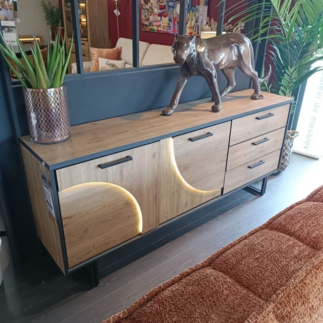 Buffet 200 cm - 2-portes + 3-tiroirs (+ LED)
