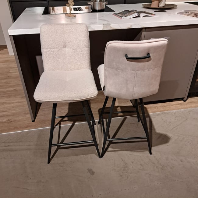 Barkruk in trendy Boucle en Velours Creme