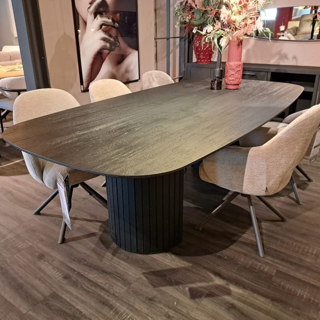 Deens ovale eettafel 240x120cm Japandistijl Castle Black