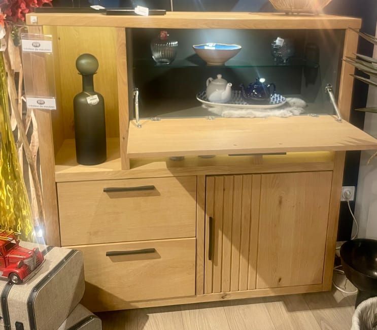 armoire 125 cm125 cm - 1-porte + 2-tiroirs + 1-porte rabattante + 3-niches (+ LED)