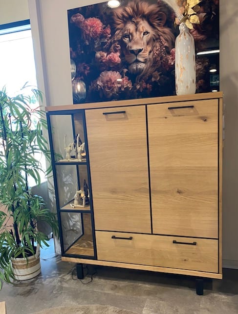 Highboard 125 cm - 2 Portes - 1 Tiroir + 3 Niches (+ LED)