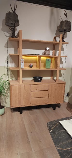 VAISSELIER 150 cm - 2-portes + 3-tiroirs + 3-niches (+ LED)