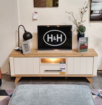 MEUBLE TV  170 cm - 1-tiroir + 1-niche + 2-portes rabattantes (+ LED)