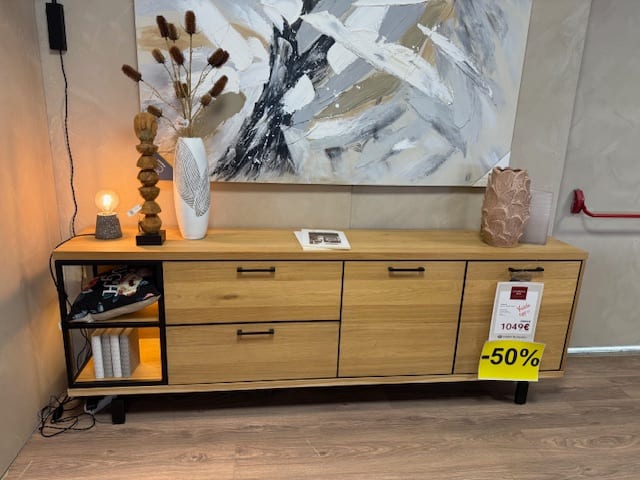 Buffet  230cm - 2 portes + 2 tiroirs + 2 niches avec éclairage LED