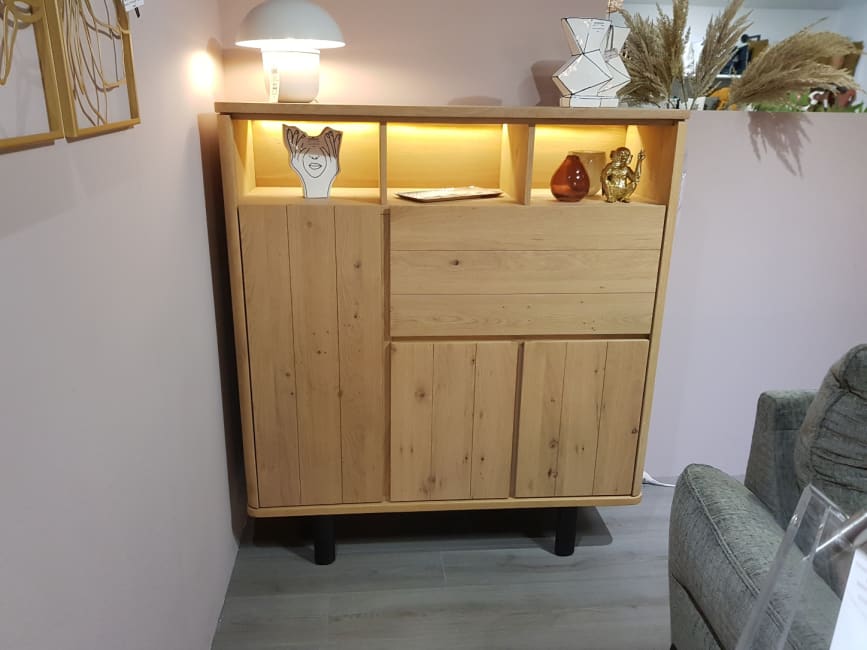 Armoire 125 cm - 3-portes + 1-porte rabattante + 3-niches (+ LED)
