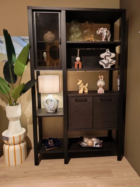 Roomdivider 120 cm + 2 portes en verre + 4 portes + 6 niches.