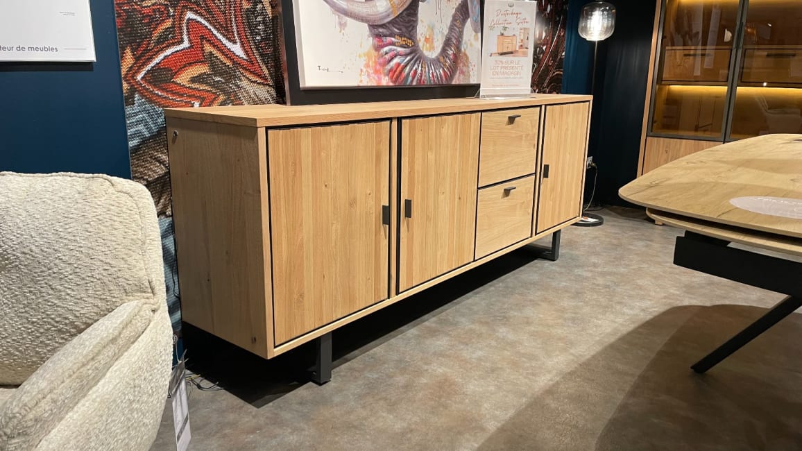 Buffet 230 cm - 3-portes + 2-tiroirs (LED + variateur)