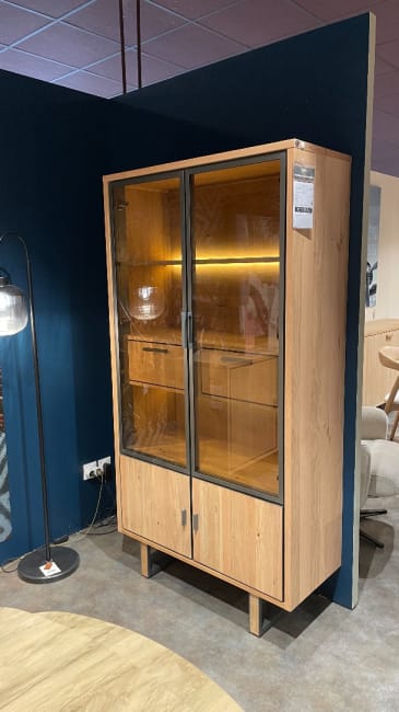 Vitrine 2-portes de verres + 2-portes + 2-tiroirs (+ LED)