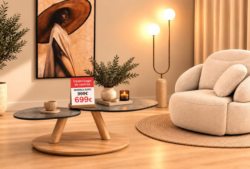 table basse - plateaux pivotants