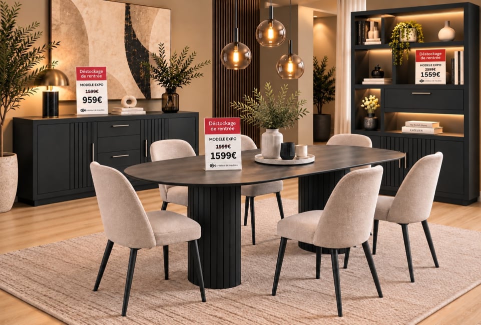 Table ovale 240 x 120 cm (pied en bois)