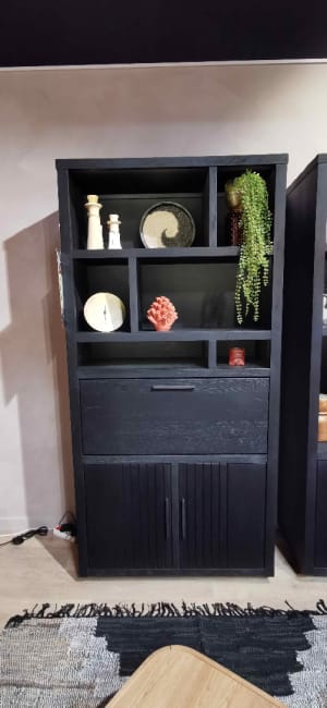 ARMOIRE 100 cm - 2-portes + 1-porte rabattante + 6-niches (+ LED)