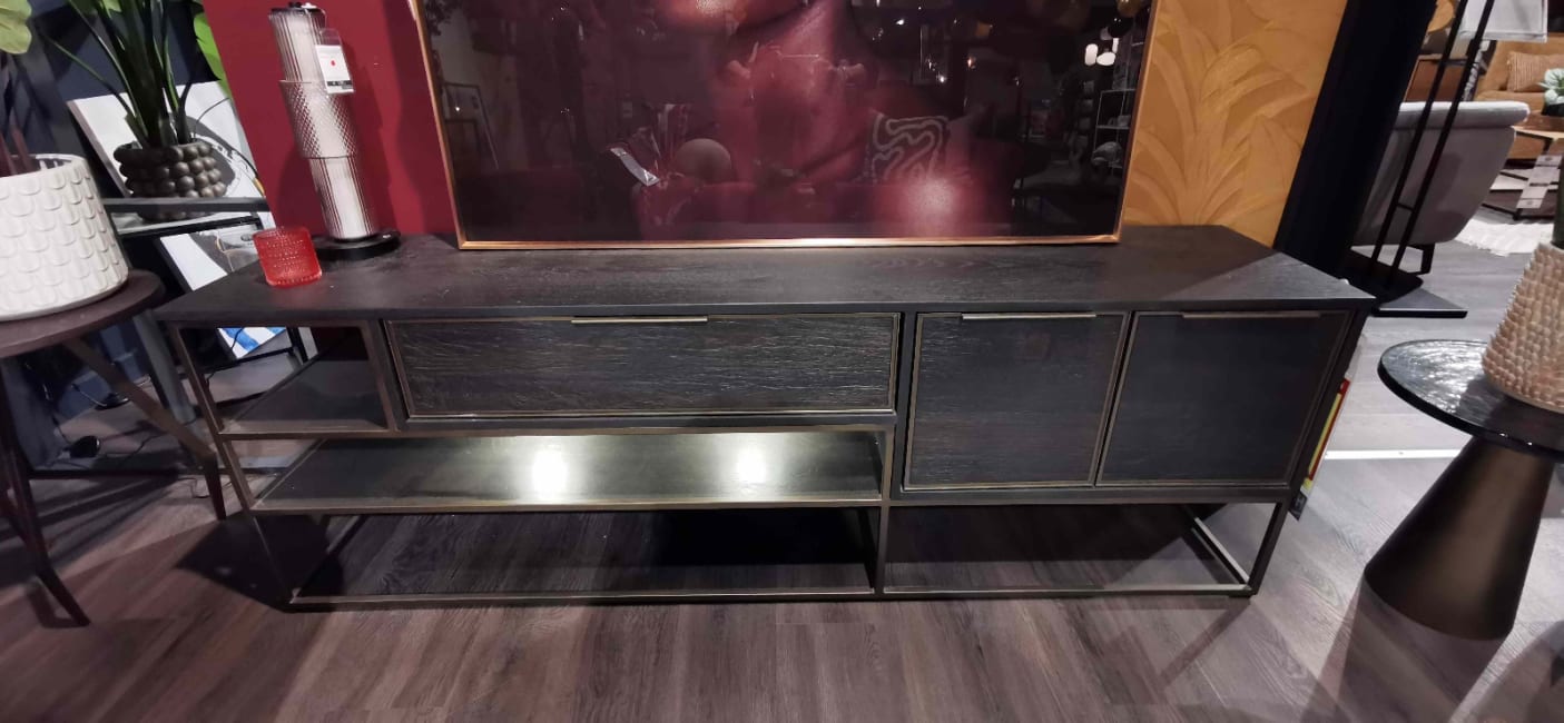 MEUBLE TV 180 cm  2-portes + 1-tiroir + 2-niches (+ LED