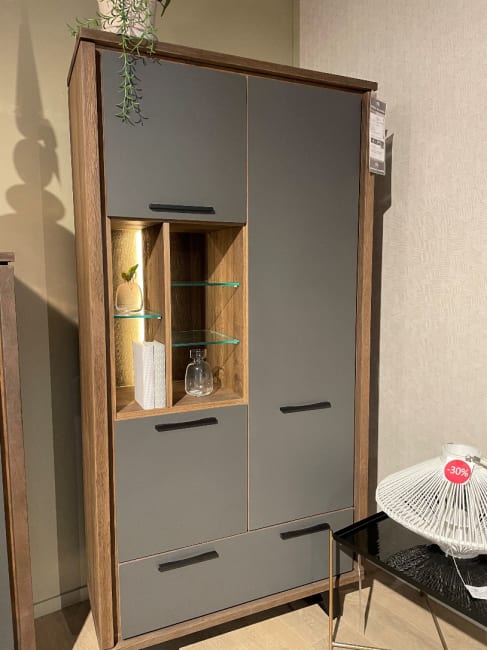 ARMOIRE 100 cm - 3-portes + 1-tiroir + 5-niches (+ LED)