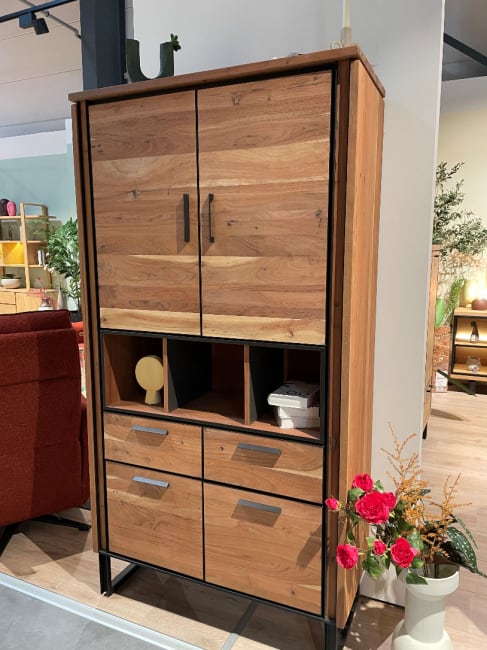 Armoire 100 cm - 4-portes + 2-tiroirs + 3-niches + LED