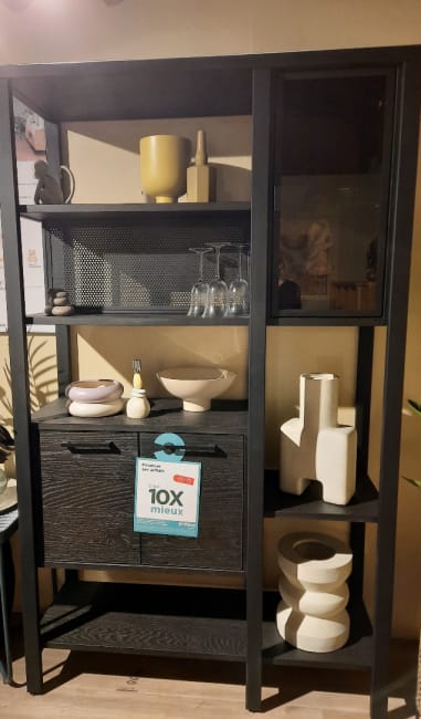 meuble de séparation 120 cm - 2-portes en verre + 4-portes + 6-niches