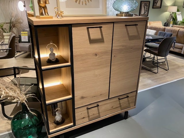 Buffet haut 125 cm - 2 portes + 1 tiroir + 3 niches (+LED)