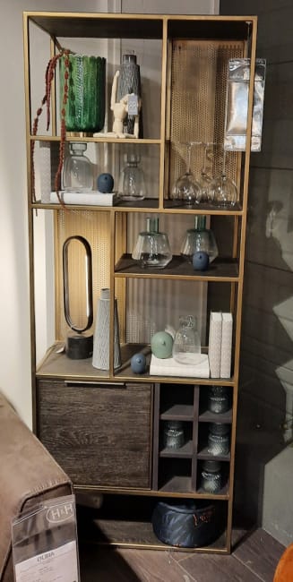 bibliothèque 70 cm - 1-porte + 6-niches + 6-ranges bouteilles