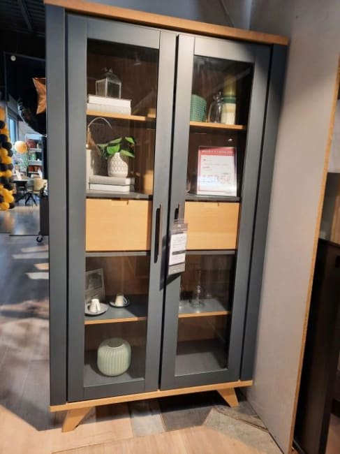 Vitrine 110 cm - 2-portes en verre + 2-tiroirs (dedans) (+ LED)